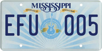 MS license plate EFU005