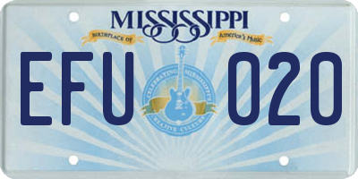 MS license plate EFU020