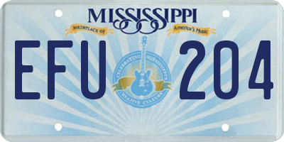 MS license plate EFU204