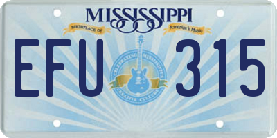 MS license plate EFU315