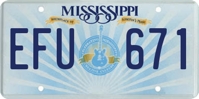 MS license plate EFU671