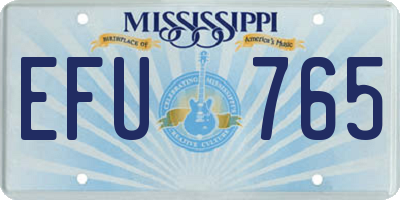 MS license plate EFU765