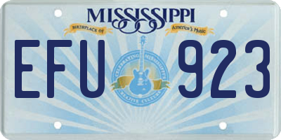 MS license plate EFU923