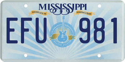 MS license plate EFU981
