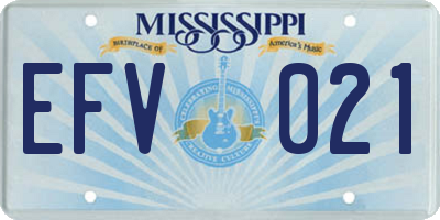 MS license plate EFV021