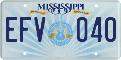 MS license plate EFV040