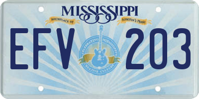 MS license plate EFV203