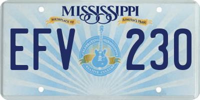MS license plate EFV230