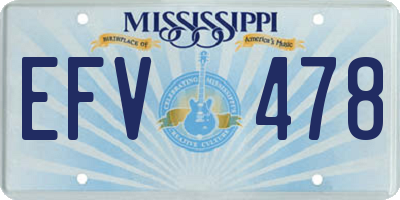 MS license plate EFV478