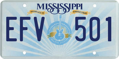 MS license plate EFV501