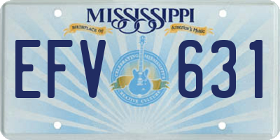 MS license plate EFV631