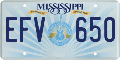 MS license plate EFV650