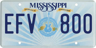 MS license plate EFV800
