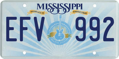 MS license plate EFV992
