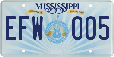 MS license plate EFW005