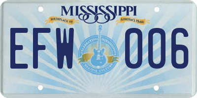 MS license plate EFW006