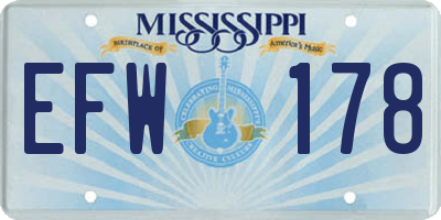 MS license plate EFW178