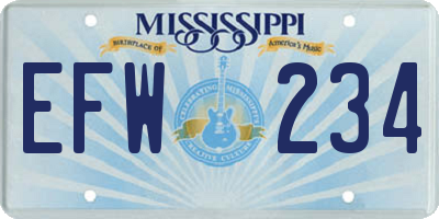 MS license plate EFW234