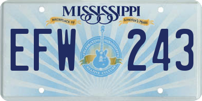 MS license plate EFW243