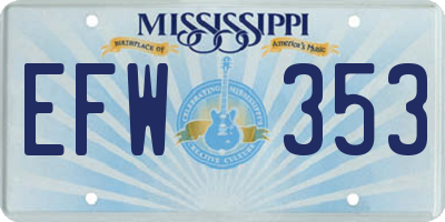 MS license plate EFW353