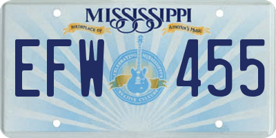 MS license plate EFW455