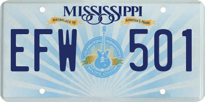 MS license plate EFW501