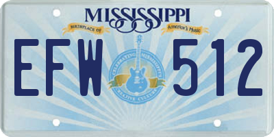 MS license plate EFW512