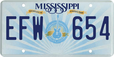 MS license plate EFW654