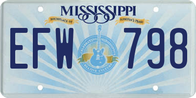 MS license plate EFW798