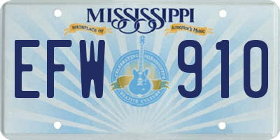 MS license plate EFW910