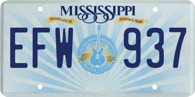 MS license plate EFW937