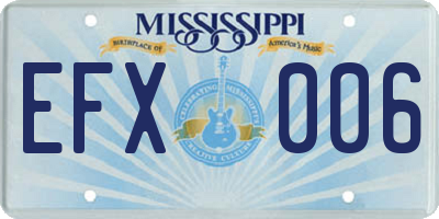 MS license plate EFX006