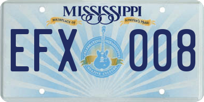 MS license plate EFX008