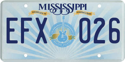 MS license plate EFX026