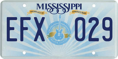 MS license plate EFX029