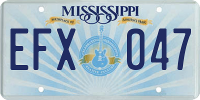 MS license plate EFX047