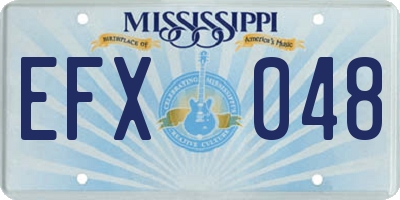MS license plate EFX048