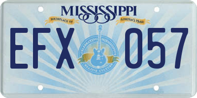MS license plate EFX057