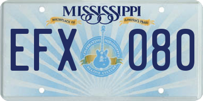 MS license plate EFX080