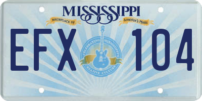 MS license plate EFX104