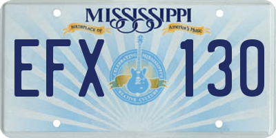 MS license plate EFX130