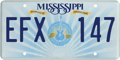 MS license plate EFX147
