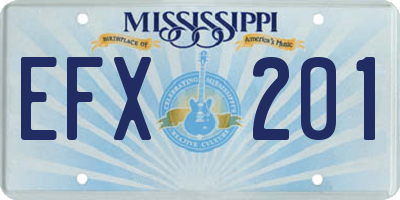 MS license plate EFX201