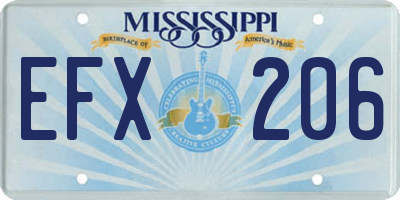 MS license plate EFX206