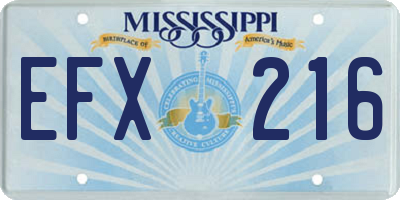 MS license plate EFX216