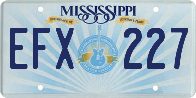MS license plate EFX227