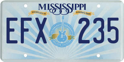 MS license plate EFX235