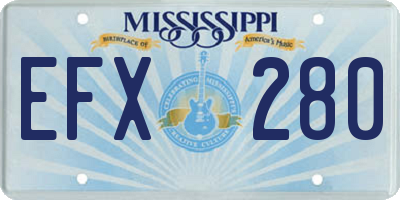 MS license plate EFX280