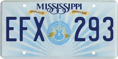MS license plate EFX293