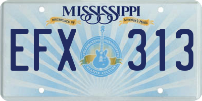 MS license plate EFX313